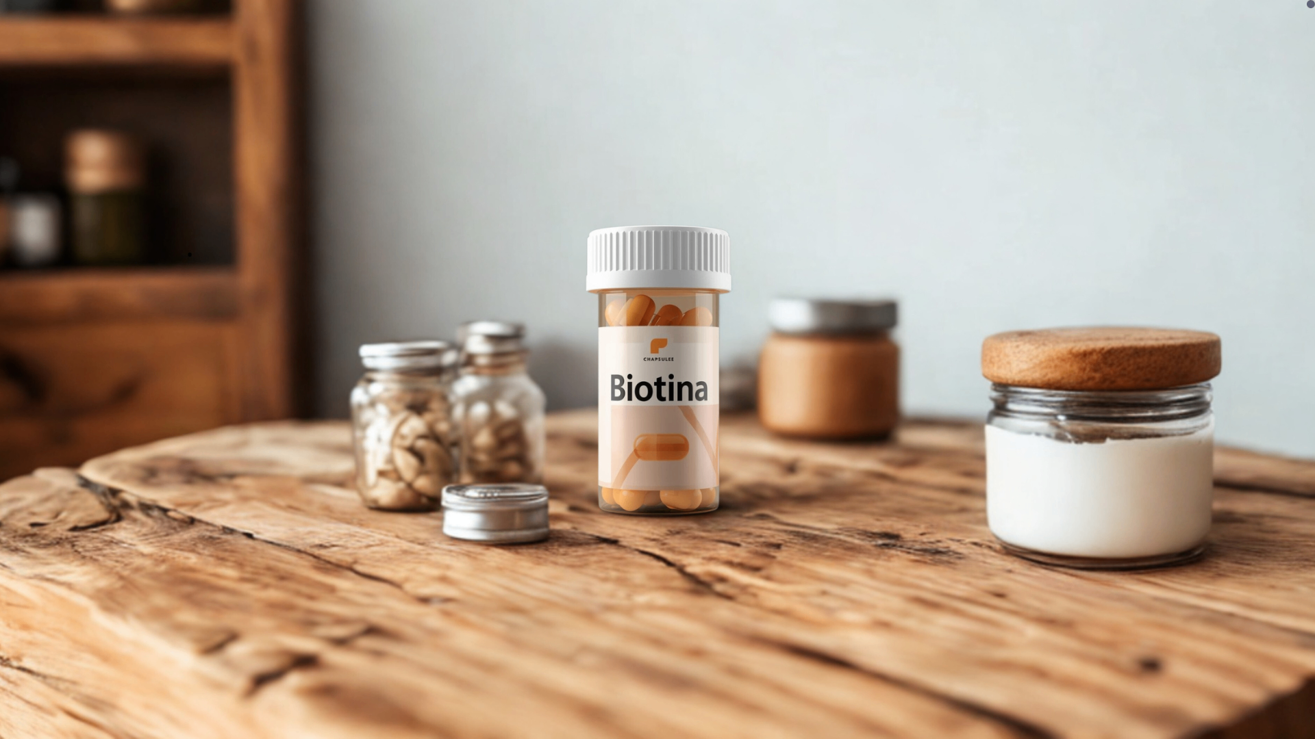 Cápsulas de biotina e alimentos ricos em vitamina B7